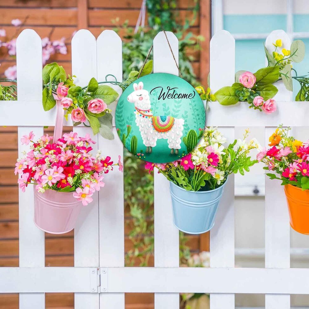 7491 Welcome Door Sign Wreath Door Hanger Llama, Cute Welcome Signs Front - Picture 6 of 7